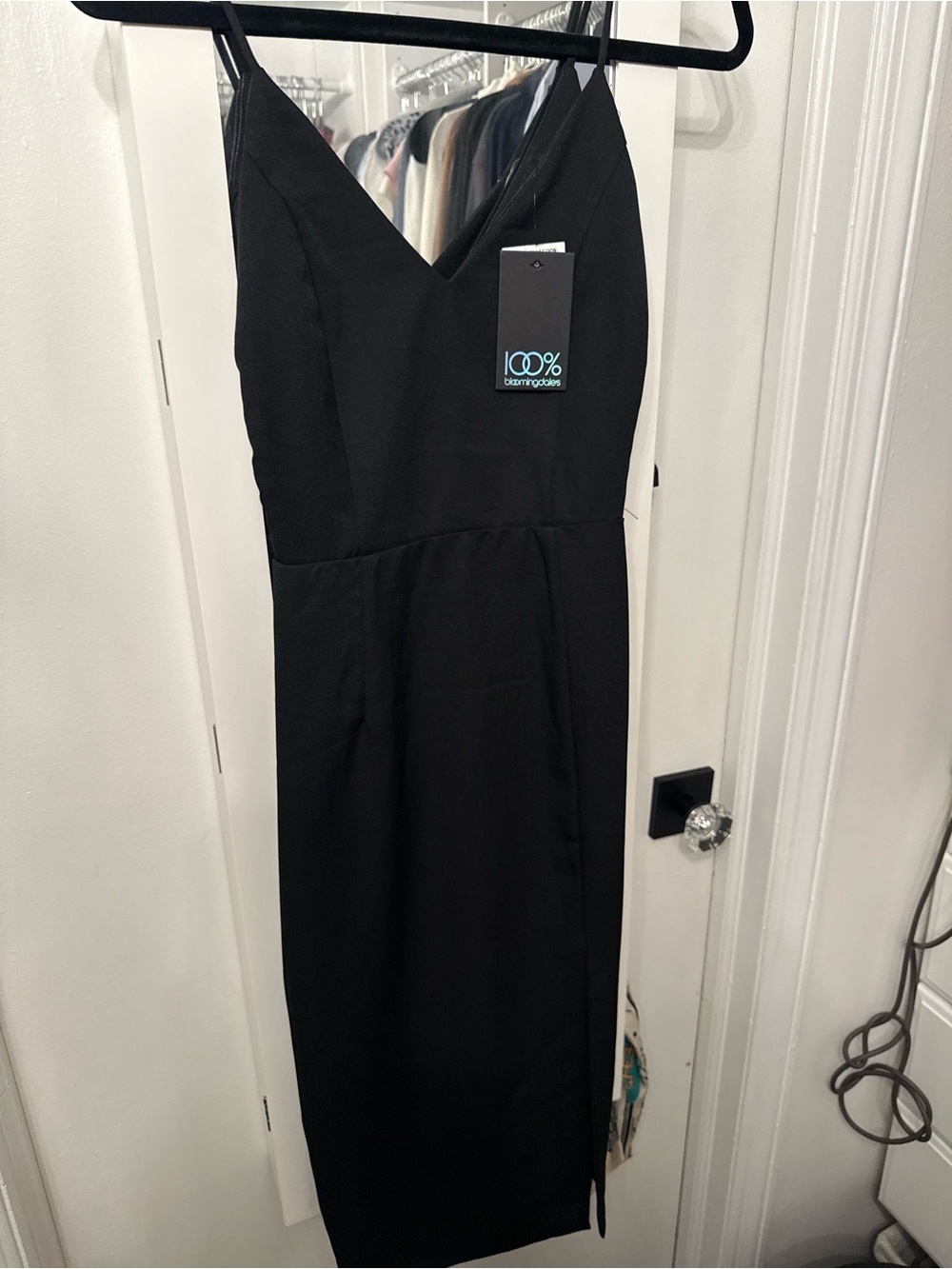 DO+BE Black Midi Dress with V-Neck